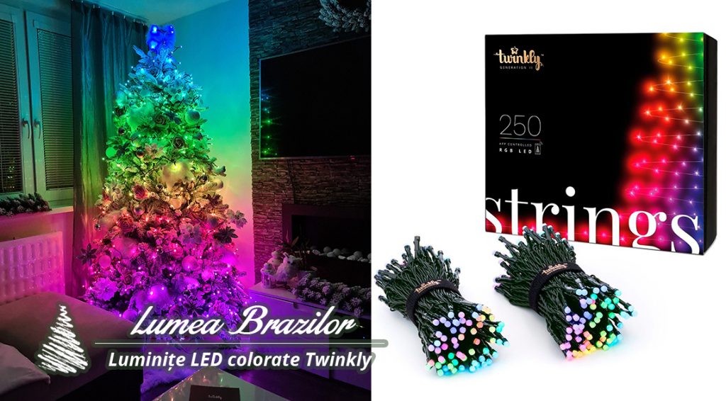 Luminițe LED colorate Twinkly pentru pomul de Crăciun