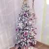 brad alb cu roz - Pom de Crăciun artificial Pin Alb Îngust 165cm