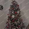 brad impodobit alb cu rosu - Pom de Crăciun Molid Cristal 220cm