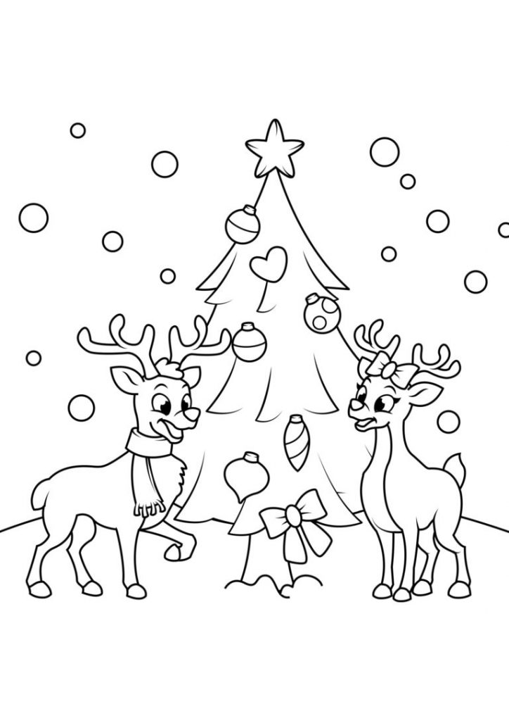 Carte de colorat de Crăciun cu animale