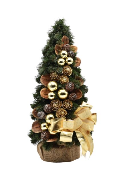 Brad de Crăciun mic și decorat Auriu 50cm