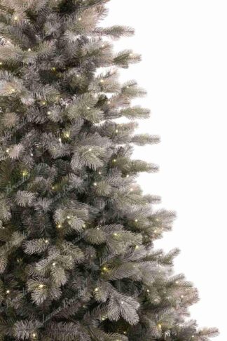 Detaliu al bradului artificial de Crăciun 3D Argintiu Pin LED, Are ace dese de culoare verde-argintie
