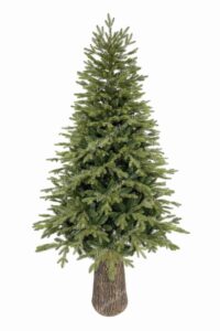 Brad artificial 3D Molid Apenin pe trunchi, Arată ca un brad natural, are ace dese de culoare verde și un suport ceramic în formă de buturugă