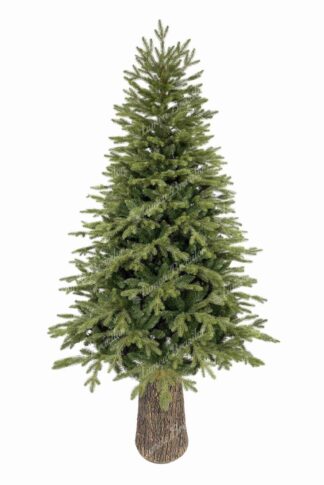 Brad artificial 3D Molid Apenin pe trunchi, Arată ca un brad natural, are ace dese de culoare verde și un suport ceramic în formă de buturugă