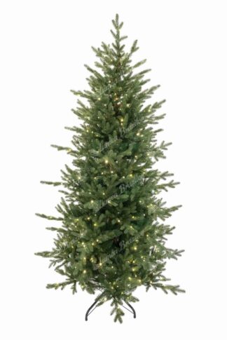 Brad artificial 3D Molid Estonian LED, Are o formă îngustă, ace de culoare verde naturală și crengi ușor proeminente